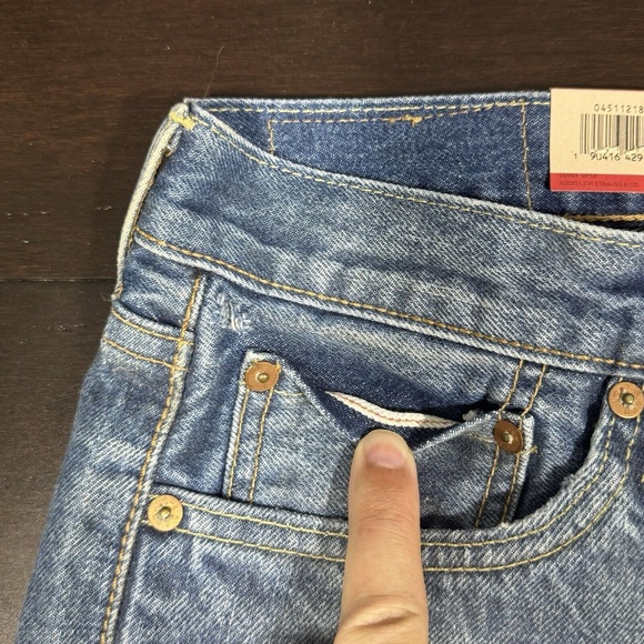 Levi's 511 Jeans 33 x 34 Selvedge Denim Slim Leg Distressed Red Tab 77 - Picture 4 of 8